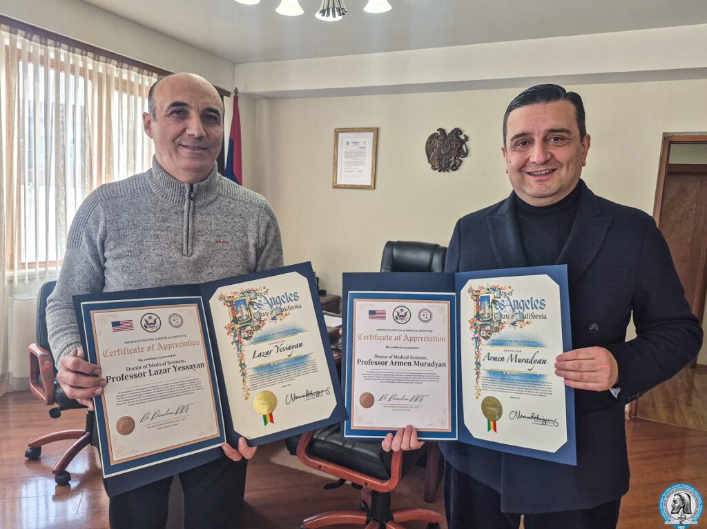 Ամրապնդելով Հայաստանի և Կալիֆոռնիայի միջև կամուրջը. շնորհակալագրեր ԵՊԲՀ ռեկտորին և Ստոմատոլոգիական ֆակուլտետի դեկանին