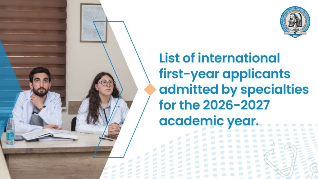 List of international first-year applicants admitted by specialties for the 2026-2027 academic year